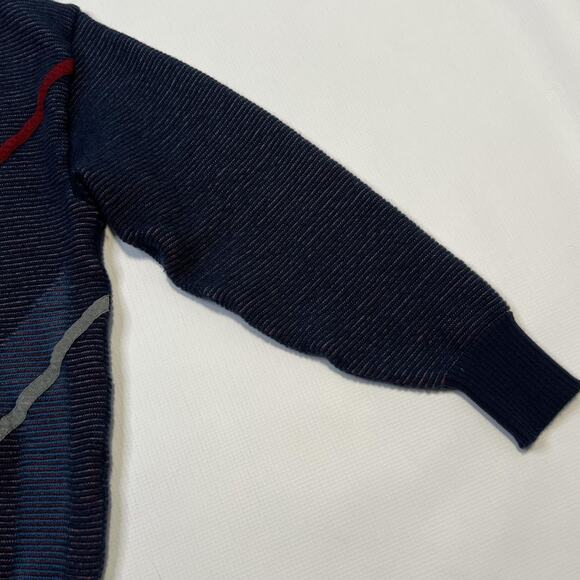 Vintage St Croix Sweater Mens Large Blue Red Wool V Neck Abstract Geometric 90s - Picture 5 of 8